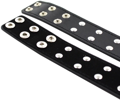 Кожаные фиксаторы на бицепс с металлическими вставками фото 2