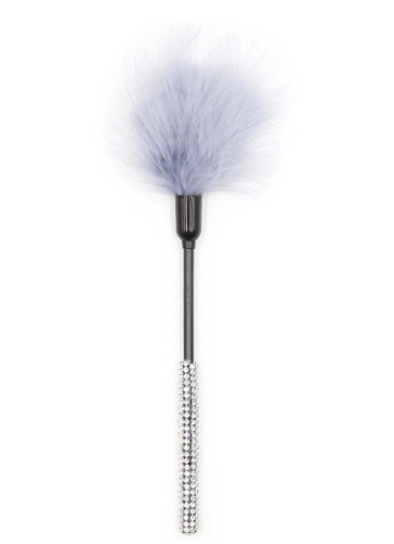 Тиклер с серыми перьями и стразами 28 см