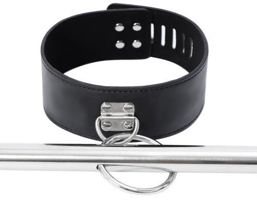 Бондажная распорка с ошейником и наручниками черного цвета фото 6