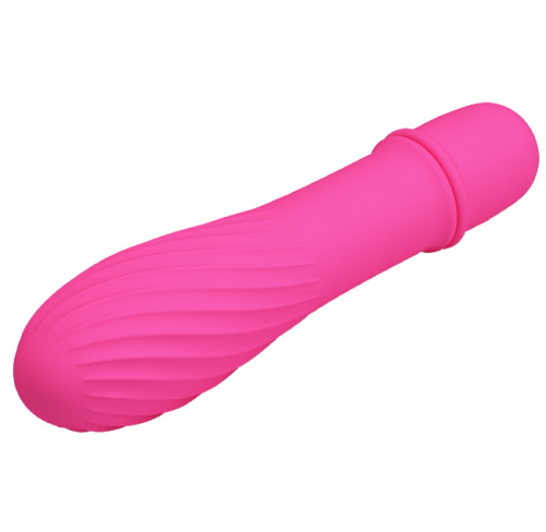 Классический мини вибратор с ребристой поверхностью Solomon розовый фото 3