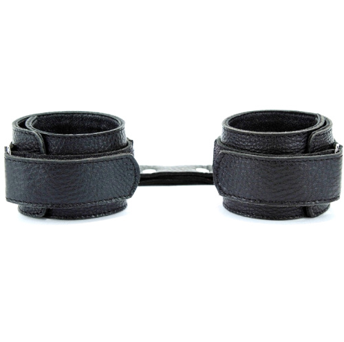 Наручники на липучке из натуральной кожи черные фото 3