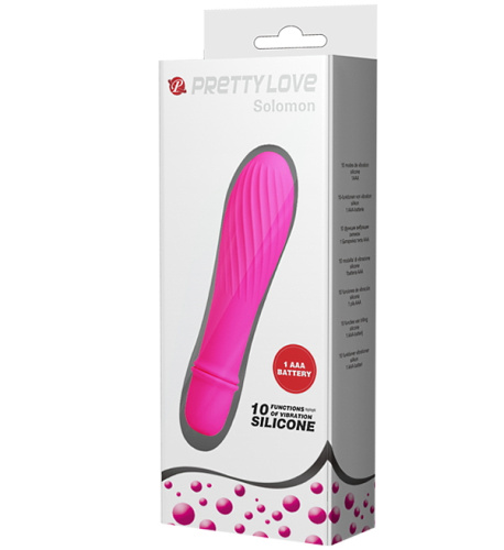 Классический мини вибратор с ребристой поверхностью Solomon розовый фото 8
