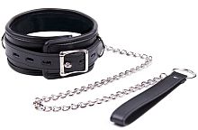 Черный БДСМ ошейник с мягкой подкладкой