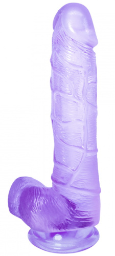 Прозрачный фаллос с мошонкой Intergalactic Satellite Purple 22 см фото 2