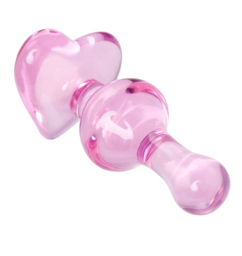 Cтеклянная анальная втулка Sexus Glass розового цвета 10 см фото 4