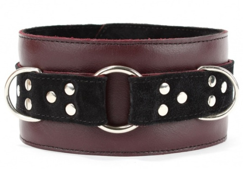 Ошейник из натуральной кожи бордо фото 2