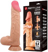 Реалистичный фаллоимитатор с эффектом двойной кожи телесный Pretty Love Sliding Skin Orton 24 см