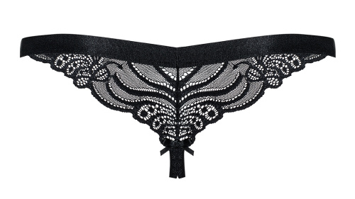 Пикантные черные трусики-стринги с открытой промежностью S/M фото 4