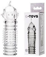 Прозрачная насадка на пенис с точечно-ребристым рельефом Toyfa Baldi