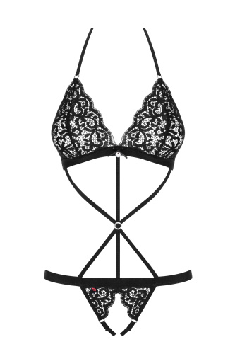 Дерзкое черное боди с доступом и декоративными лентами L/XL фото 3