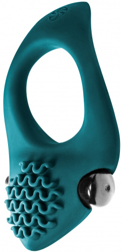 Эрекционное виброкольцо с клиторальным стимулятором Pure Passion Midnight зеленое фото 3