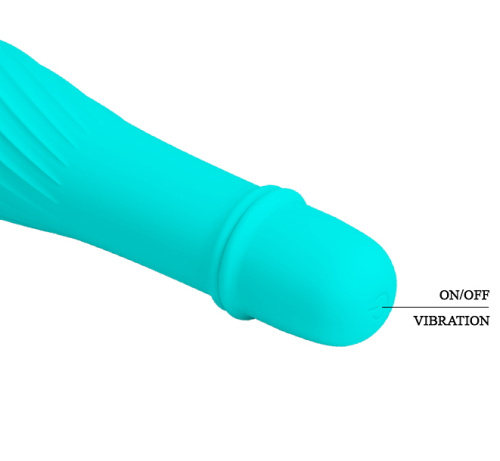Классический мини вибратор с ребристой поверхностью Solomon бирюзовый фото 7