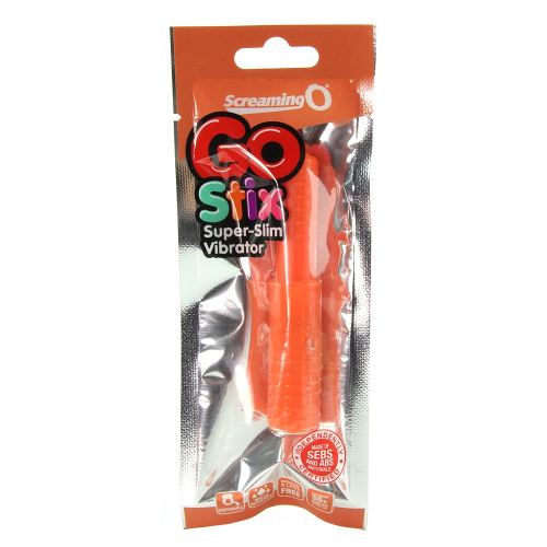 Тонкий карманный вибратор Go Stix мандариновый фото 6