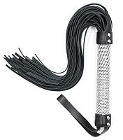 Черная плеть из натуральной кожи со стразами 51 см