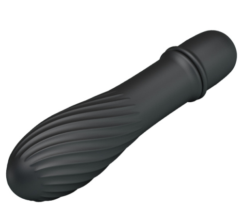 Классический мини вибратор с ребристой поверхностью Solomon черный фото 3