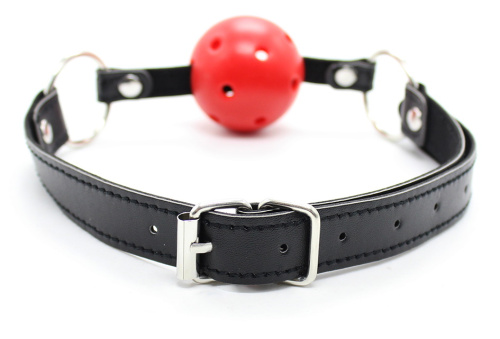 Дышащий кляп-шар красного цвета фото 3