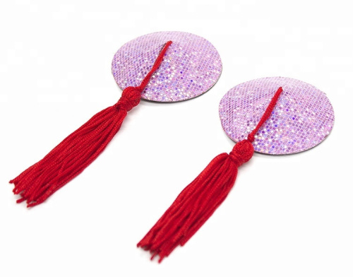 Пэстисы для груди розовые с красными кисточками фото 2