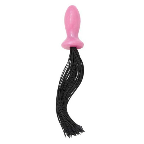 Розовая анальная пробочка с хвостиком Rear Envy