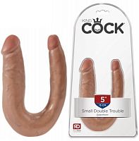 Двойной фаллос King Cock U-Shaped Small Double Trouble Tan