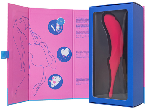 Вакуумный стимулятор с вибростимулирующим отростком Satisfyer Twirling Pro красный фото 12