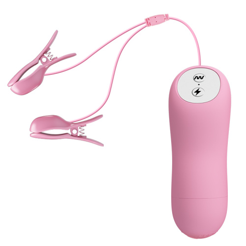 Зажимы для сосков с электростимуляцией и вибрацией Romantic Wave розовые фото 3