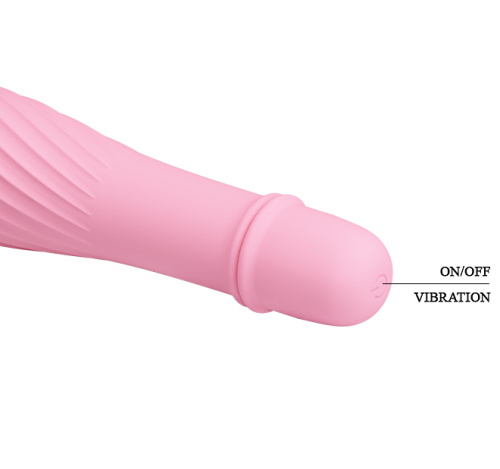 Классический мини вибратор с ребристой поверхностью Solomon нежно-розовый фото 7
