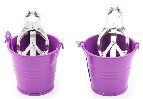 Серебряные клипсы на соски с фиолетовыми ведерками фото 4