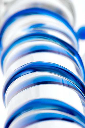 Двусторонний стеклянный фаллоимитатор с массажным рельефом 23 см фото 6