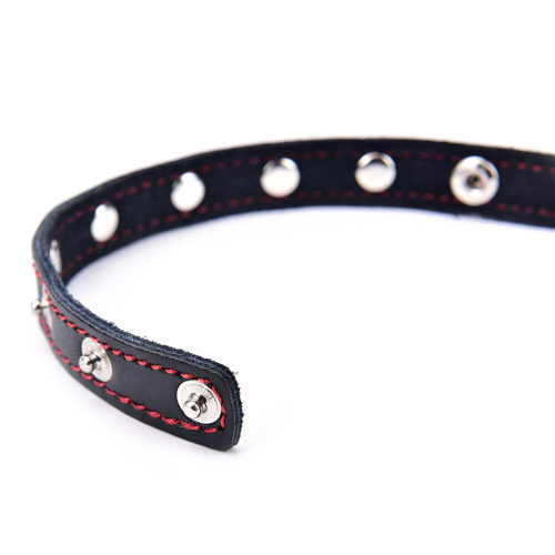 Кожаная утяжка на пенис с кнопками фото 4