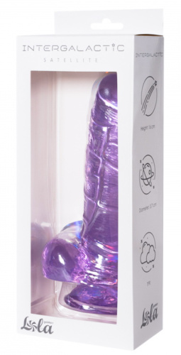 Прозрачный фаллос с мошонкой Intergalactic Satellite Purple 22 см фото 5