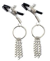 Зажимы для сосков серебристые с кольцами и цепями