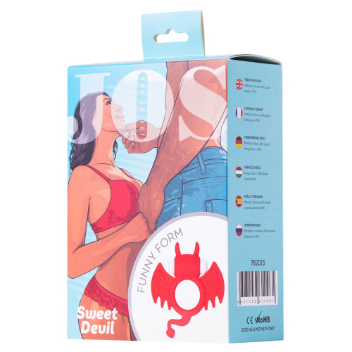 Эрекционное виброкольцо Jos Cocky Devil красного цвета фото 5