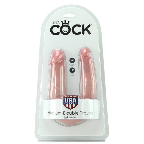 Двойной фаллоимитатор King Cock U-Shaped Medium Double Trouble Flesh фото 2