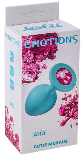 Анальная пробка Emotions Cutie Medium Turquoise pink crystal фото 3