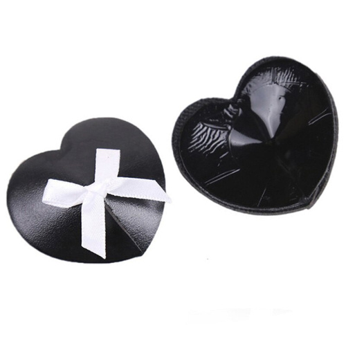 Черные пэстисы-сердечки с белыми бантиками фото 6