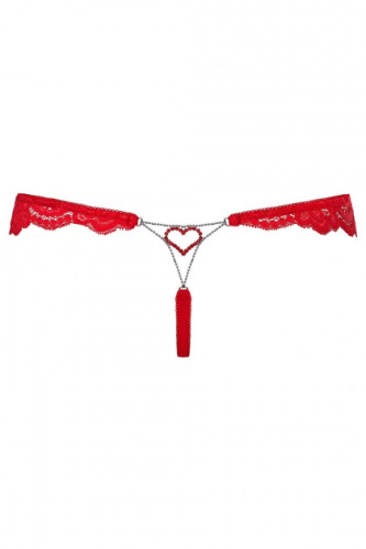 Красные стринги с сердечком на попе Obsessive S/M фото 2