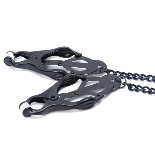 Черные клипсы на соски с черной цепочкой фото 3