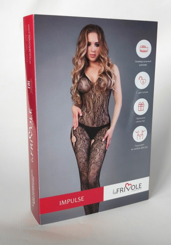 Боди-комбинезон черный с разрезами на бедрах фото 3