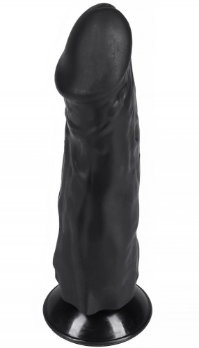 Реалистичный черный фаллоимитатор на присоске 21 см фото 3