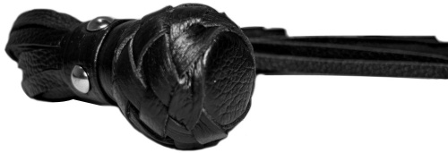 Генитальная кожаная плеть черная 30 см фото 3
