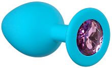 Анальная пробка Emotions Cutie Medium Turquoise pink crystal