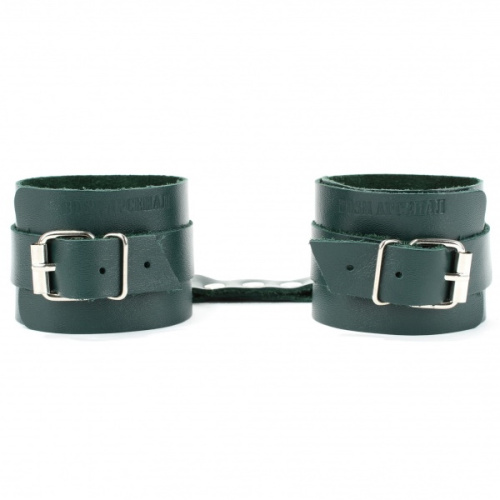 Изумрудные наручники из натуральной кожи фото 4