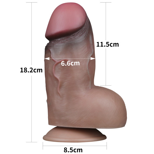 Суперширокий фаллос-мулат с мошонкой Lovetoy Silicone Cock 18 см фото 15