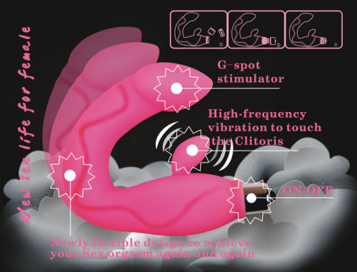 Вибромассажер для G-точки с клиторальным стимулятором розовый фото 6