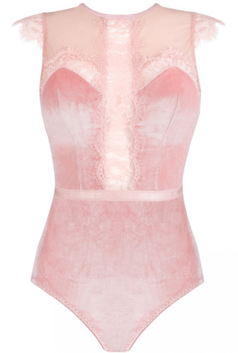 Нежное велюровое боди с розовым кружевом Jadore S/M фото 6