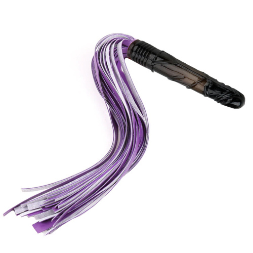 Фиолетовая БДСМ плеть с черным фаллосом 66 см фото 2