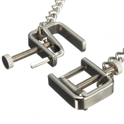 Ошейник стальной женский с квадратными зажимами для сосков фото 4