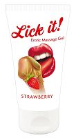 Съедобный массажный гель с ароматом клубники Lick It Erotic Massage Gel 50 мл