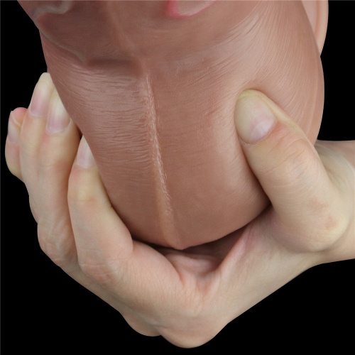 Суперширокий фаллос-мулат с мошонкой Lovetoy Silicone Cock 18 см фото 7