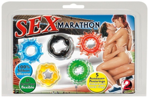 Набор из 5 эрекционных колец Sex Marathon фото 10
